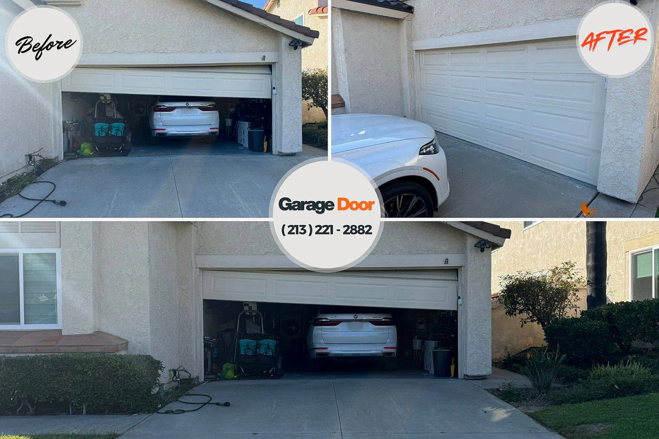 Before and after: garage door repair Grand Terrace, CA